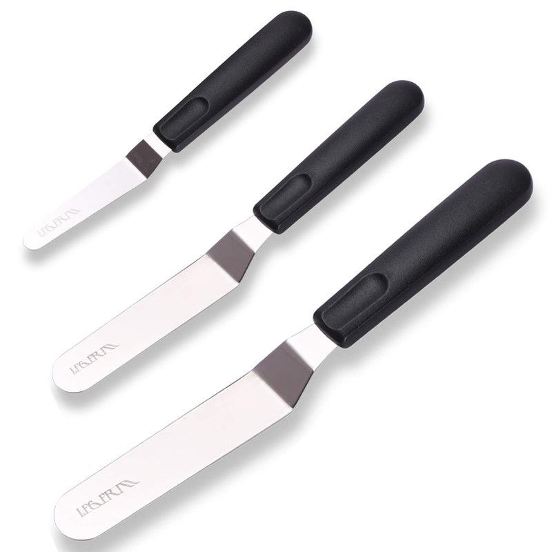 LEGERM Cake Icing Spatulas with Non-Slip Handle 4 6 Inch Small Offset Palette Knife for icing smoother, Flat Pallet Knives for Baking or Frosting, Stainless Steel Cake Decorating Spatulas Angled Spatula - Image 1